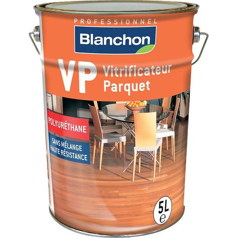 Blanchon – Vitrificateur parquet mono-composant 5L – Résine polyuréthane souple et résistante – Finition chêne ciré pour tous types de bois