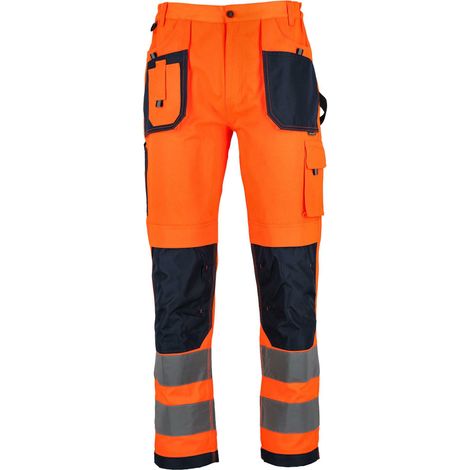 Pantalon de travail haute visibilité orange fluo Stalco Basic, taille L (S-51658) (1/2)