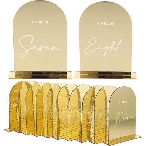 Lot de 10 supports en acrylique, chiffres, panneaux en acrylique, panneaux de place pour voitures, panneaux de mariage, cadeaux d'invités-15x10x0.6cm-Golden (1/4)