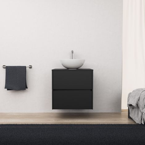 Inda - Mobile bagno L.60 con lavabo in appoggio / Nero opaco 2