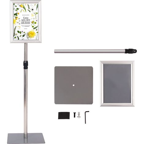 Espositore pubblicitario a4 altezza regolabile 73,5 x 28 x 118 cm stabile e pratico stile moderno in acciaio inossidabile argento 200013311