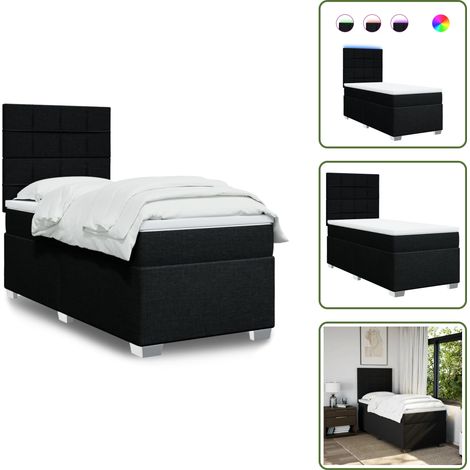 Boxspringbett mit Matratze Schwarz 100x200 cm Stoff - Boxspringbett - Doppelbett - Bettsofa - Schlafzimmermöbel - Schwarzes Bett (1/5)