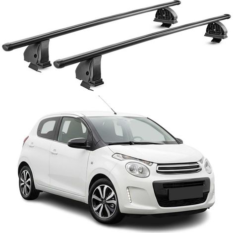 OMAC Stahl Dachträger Querträger Citroen C1 II 2014-2022 – TÜV / DIN 75302:2019 – Abschließbar – Max. 75 kg – 2 Stangen – Schwarz (1/5)