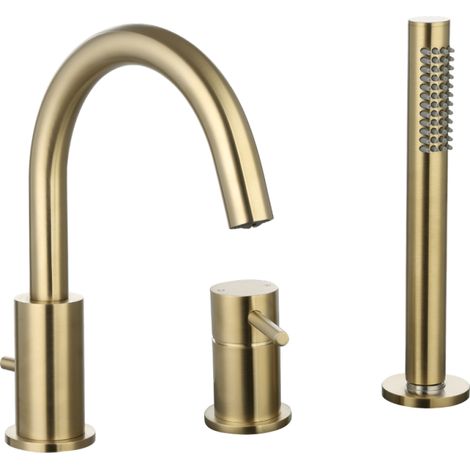 Mitigeur bain douche mécanique 3 trous + douchette 1 jet PAINI Ortence laiton brossé