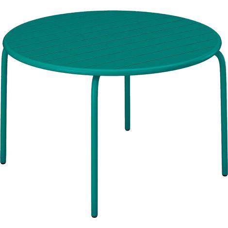 Table de jardin ronde D.110 cm en métal - Bleu canard - MIRMANDE de MYLIA