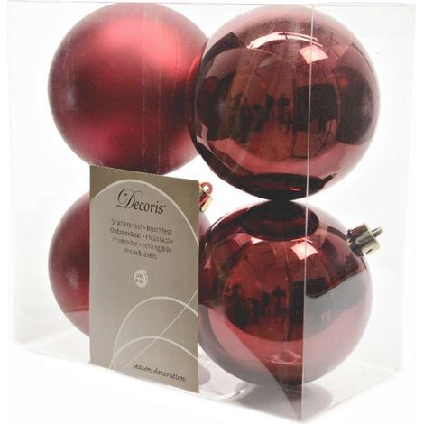 4 PALLINE 10CM BORDEAUX OPACO/LUCIDO