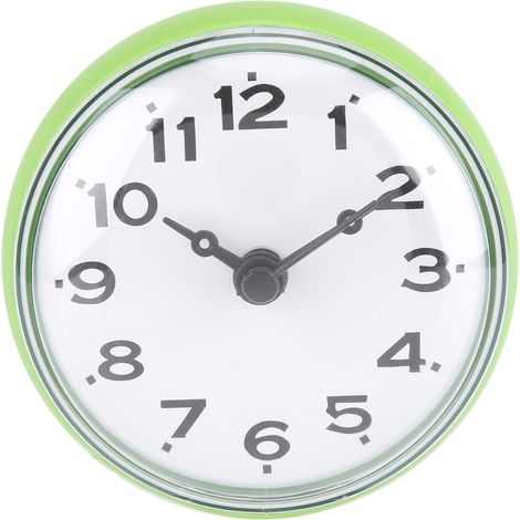 Miroir mural vert étanche pour douche, horloge de salle de bain à ventouse, accessoires fenêtre (1/5)