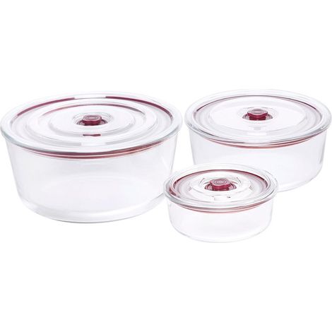 Recipientes herméticos de cristal para alimentos JATA HOGAR HREC4230. 3 recipientes de cristal para alimentos. 6 unidades (3 rec (1/5)