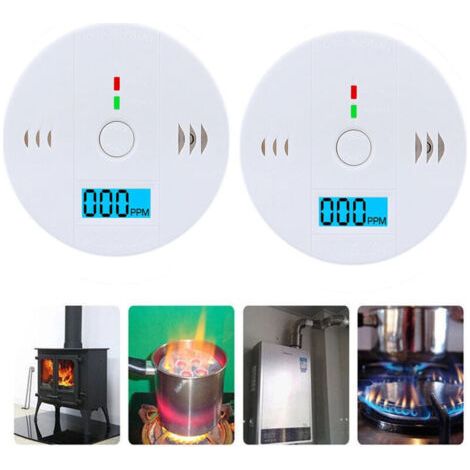 2pcs Détecteur d'alarme monoxyde de Carbone, détecteur d'alarme Co avec Affichage numérique, pour Alarme sonore 85db à la Maison, au Bureau (Batterie Non Incluse) (1/4)