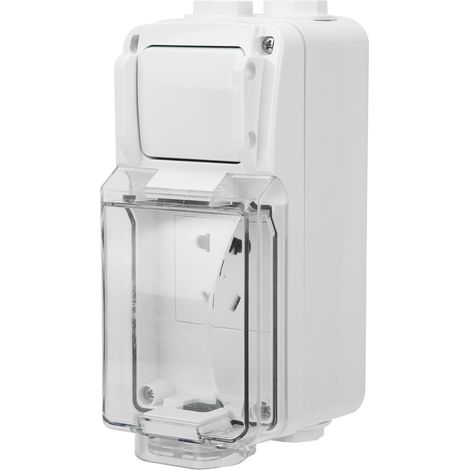 Prise exterieure etanche triple 250V avec interrupteur arret d'urgence, bloc mural impermeable multifonction pour usage exterieur (1/5)