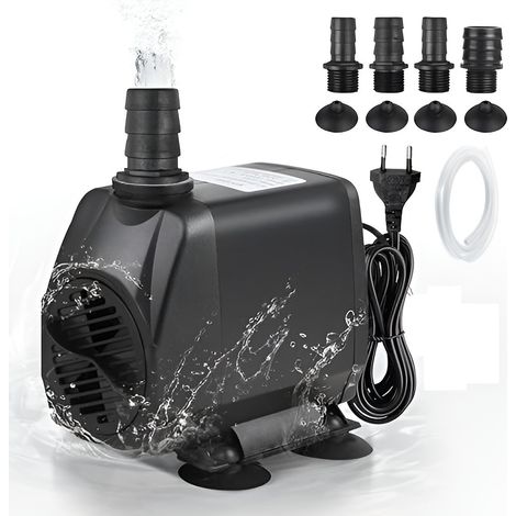 Desineo – Pompe à eau submersible réglable 3500L/H 80W – Débit réglable pour hydroponie, aquarium et bassin – Câble 1,9m (1/3)
