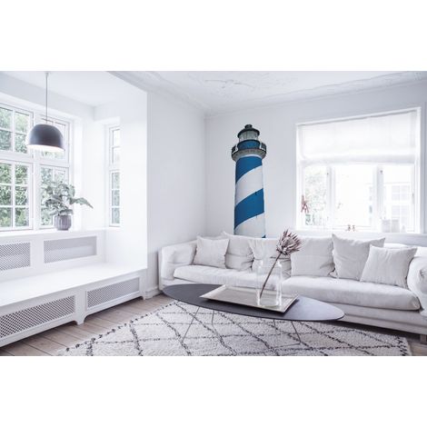 Sticker Mural Phare Bleu et Blanc, 50 cm X 171,5 cm, Bord de Mer Magnifique, Décoration Murale Photo, Décor Intérieur Design. (1/4)