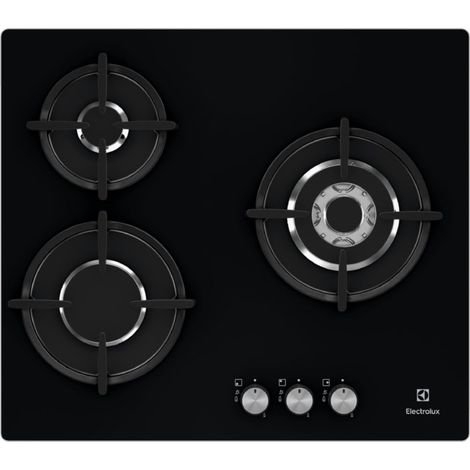 Electrolux – Table verre 3 foyers 59cm – Puissance 7300W – Plaque avec hotte intégrée – Couleur noir