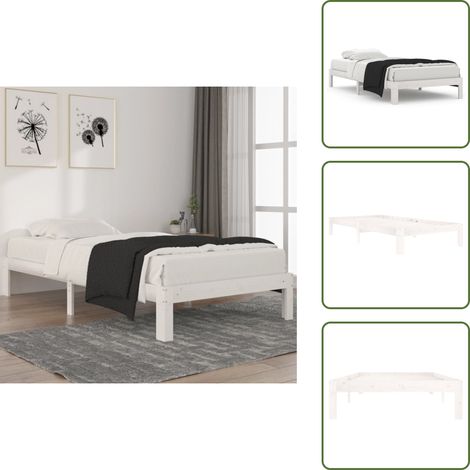 Letto in pino - vidaXL Giroletto Bianco in Legno Massello di Pino 100x200 cm -