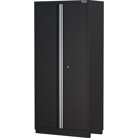 Armadio in lamiera SOGI ARR-M-A-D per arredo officina - 2 ante - 4 ripiani - staffa guardaroba - 915x485x1950 mm (1/2)
