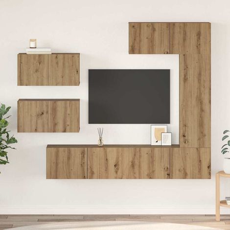 vidaXL Set mobile TV 6 pcs rovere artigianale Legno multistrato (1/5)