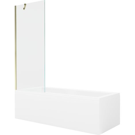Mexen Cubik baignoire rectangulaire 170 x 70 cm avec tablier et paroi 1-volet 70 cm, transparent, doré - 550317070X9507000050 (1/5)