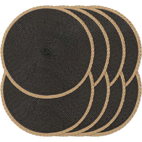 Lot de 8 sets de table ronds tressés - Lavables et résistants à la chaleur - pour tables à manger - Antidérapants - pour une utilisation intérieure et extérieure (1/4)