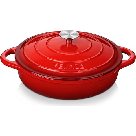 3.5 L Round Cast Iron Soup Saucepan, Non-Stick Enamelled Casserole with Sealing Lid, All Heat Sources Including Induction (1/4)