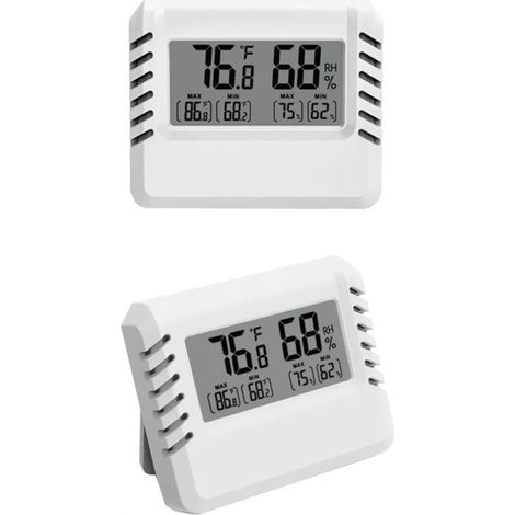 Thermomètre hygromètre numérique, 2 mini thermomètres d'intérieur, grand écran LCD, portable, enregistrement min/max, convient pour la maison, le terrarium, la chambre de bébé, l'incubateur, la cave à