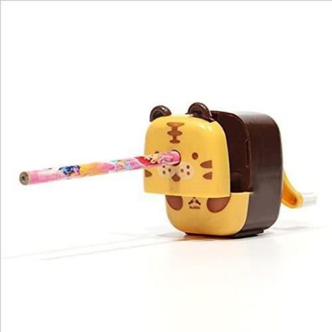 Taille-crayon antidérapant, petite papeterie de dessin animé, animal de travail, école, mignon, manivelle (orange)