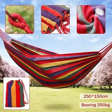 Hamac Jardin Exterieur pour Jardin d'interieur hamac Double Toile de hamac Rouge (1/4)