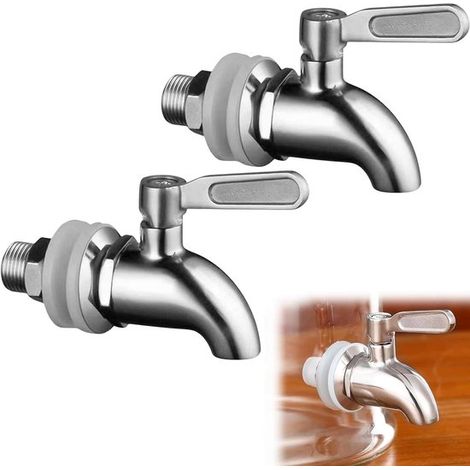 Getränkespender aus Edelstahl mit Zapfhahn - 2-teiliges Set: Ersatzzapfhahn für Getränkespender, perfekt für Wein, Bier, Saft und Kaffee - Kompatibel mit 16 mm. (1/5)