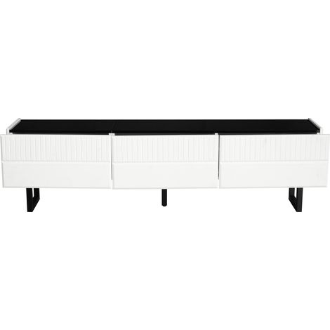 Conjunto de mueble TV y mesa de centro en MDF y aglomerado, negro y blanco, estilo moderno (1/5)
