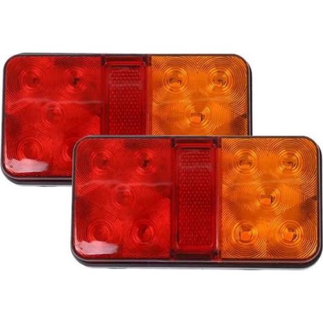 Feu Arrière LED - 10 LED - 12 V - Étanche IP67 - Multifonction Stop Clignotant Feux de Position - Pour Remorque Camion Caravane - Lot de 2 (1/4)