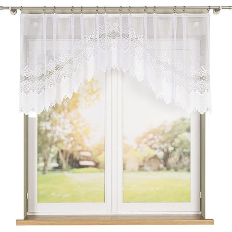 Modesta - Rideau jacquard prêt à poser avec fente en bas - 250 x 80 cm - blanc (1/5)