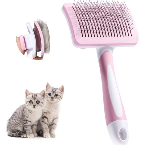 Brosse autonettoyante pour animaux de compagnie, brosse à poils longs et courts, pour chiens et chats, brosse douce pour chiens et chats, brosse auto-nettoyante pour animaux domestiques (1/5)
