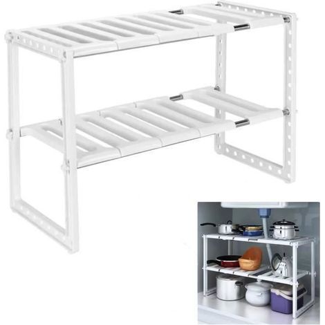 Etagère de Rangement Placard sous évier Extensible Organisateur Rangement de Cuisine Maison Gain de Place Meuble Etagère de 2 (1/4)