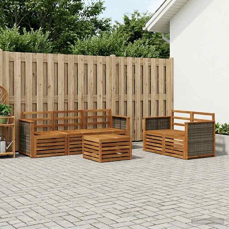 vidaXL Outdoor-Sofagarnitur 6 Stk. Natur Massivholz Akazie (1/5)