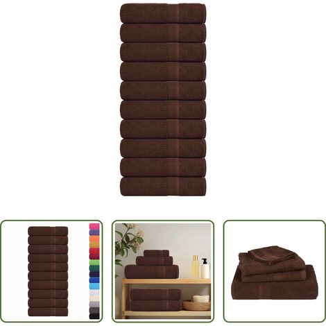 Baumwolle -  Badetücher FROGN 10 Stk. Braun 100x150 cm 360 g/m² (1/5)