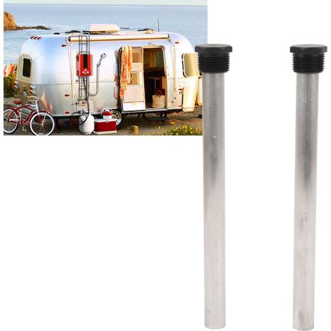 Tiges d'anode pour chauffe-eau de camping-car à fond plat, lot de deux, avec manchons, tiges en magnésium filetées 3/4" NPT de 18 x 235 mm, adaptées aux chauffe-eau de camping-car. (1/5)