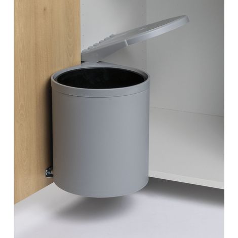 Einbau-Abfallsammler 12 Liter Grau - ausschwenkbarer Mülleimer für Schrankmontage, automatischer Deckel, Kunststoff, 265x290x265mm