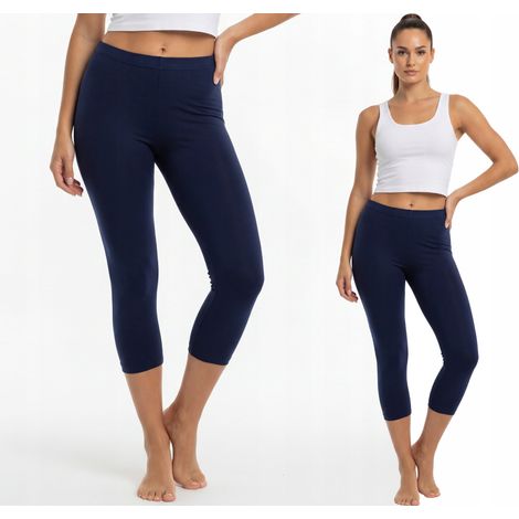 Baumwollleggings, 3/4-Länge, polnischer Hersteller, marineblau, Größe L (1/4)