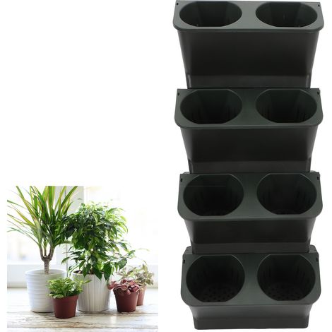 Hängende Wandpflanzgefäße für den Innen- und Außenbereich, vertikale Pflanzgefäße für Garten, Balkon, Terrasse, Inneneinrichtung, grün und schwarz