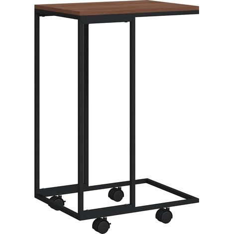 Maison Exclusive - Mesa auxiliar con ruedas de contrachapado negr (1/5)