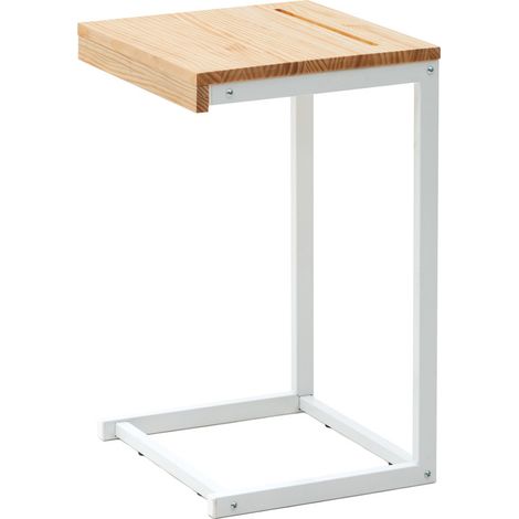Mesita Ordenador Sofá Industrial 36x40x63cm Blanca en madera maciza de pino acabado natural estilo nórdico industrial Box Furniture (1/5)