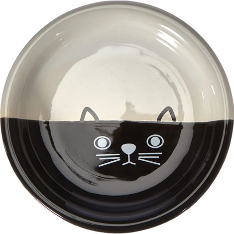 Nobby - Ciotola per latte in ceramica "FACE", colore: nero/bianco, Ø 14 x 2 cm (1/3)