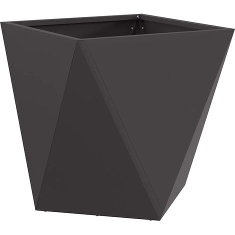 Jardinière moderne extérieure 40 x 40 x 40 cm esthétique intemporelle ambiance chic en acier noir (1/5)