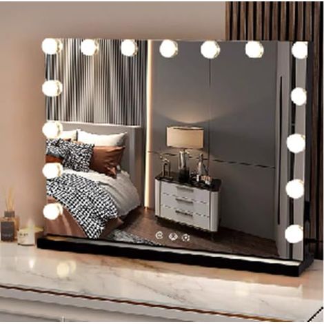 miroir maquillage lumineux coiffeuse hollywood éclairé lumières led grossissant ampoules maquillage reglable luminosité tactile chambre vestiaire st