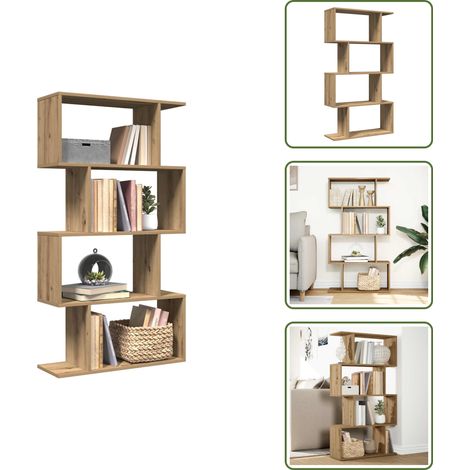 Étagère chêne - vidaXL Étagère séparatrice de pièce à 4 niveaux chêne artisanal - Rangement de livres (1/5)