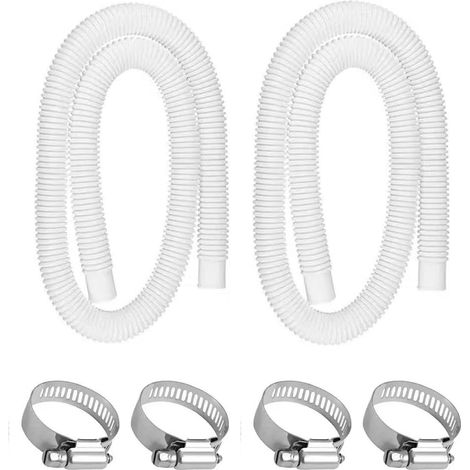 2Pcs Tuyau Piscine 32mm, Tuyau de Rechange pour Pompe de Piscine avec 4 Colliers, 1.5m/59in Tuyaux de Filtre pour Intex 330 GPH, 530 GPH et 1000 GPH (1/5)