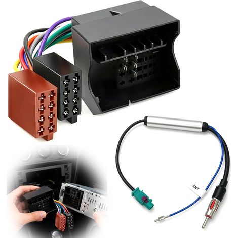 Câble Adaptateur Faisceau Autoradio Fiche ISO Radio pour Golf 5 6 Kit Adaptateur Radio Autoradio Quadlock vers ISO + Adaptateur d'antenne Fakra + DIN-IISO (1/5)