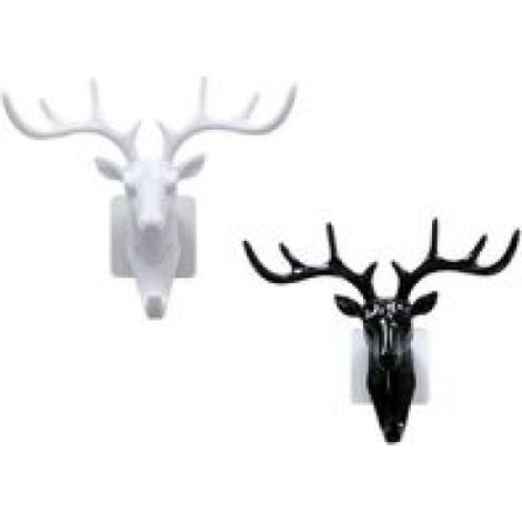 Sollbry Ganchos de pared con forma de cabeza de ciervo (2 unidades), resistentes, rústicos, decorativos, para abrigos y sombreros (ciervo) (1/3)