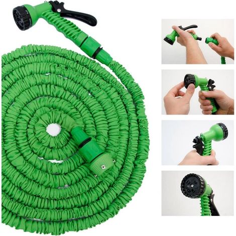 Tuyau d'arrosage extensible de 5m tuyau d'arrosage extensible 3 fois, tuyau magique flexible, anti-fuite, léger et facile à ranger(vert) (1/5)