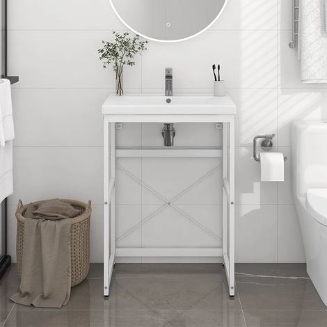 Estructura de lavabo de hierro blanco 59x38x83 cm vidaXL