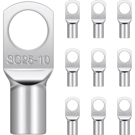 Lot 10 cosses tubulaires M10 25 mm² SC Cuivre étamé Cosses (1/5)